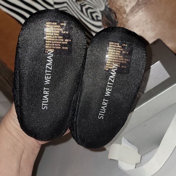 New Stuart Weitzman Black Baby Lacie Lace Shoes 9-12 Months Size 4 - Picture 7 of 10